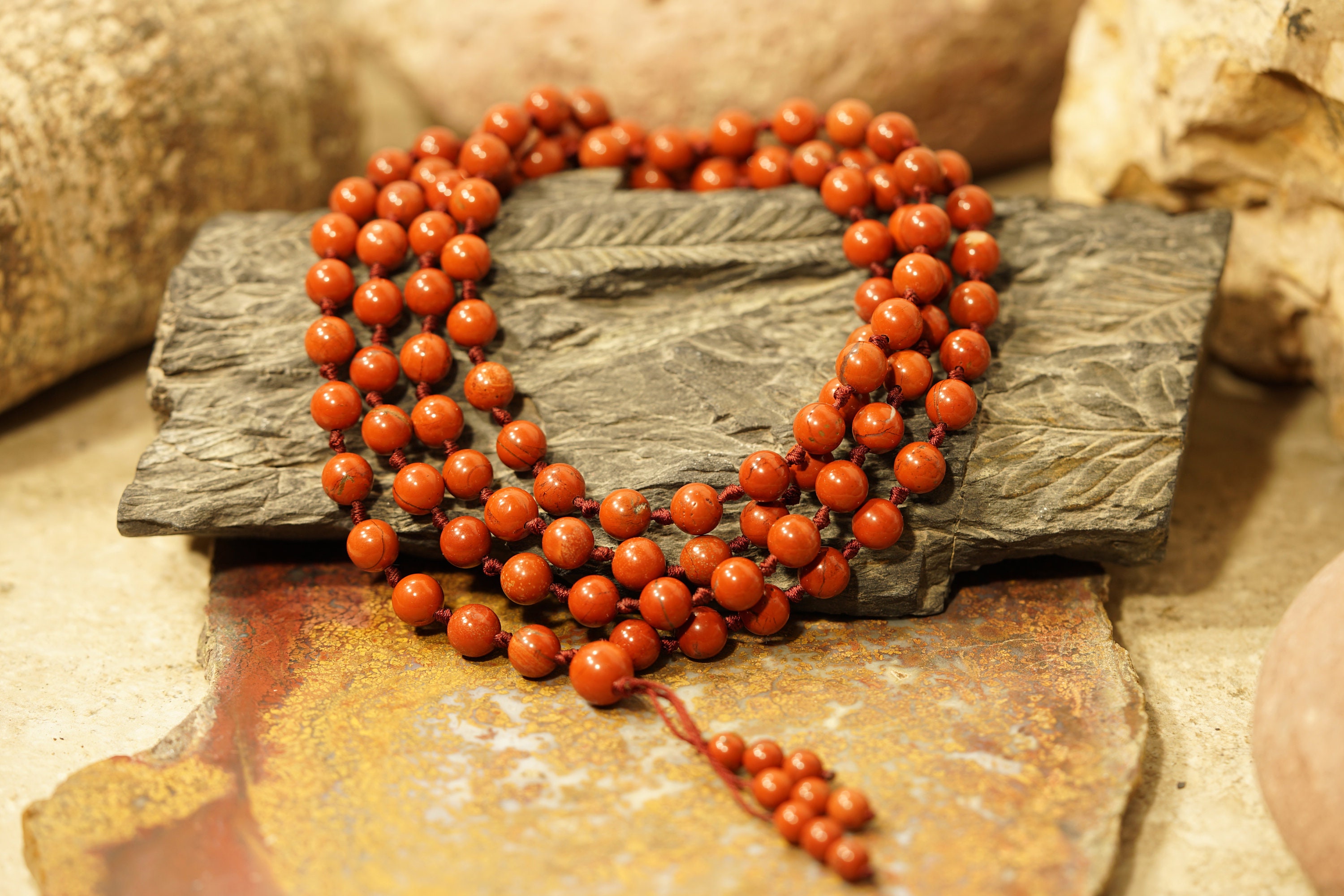 Red Jasper Mala • Knotted Mala • Red Jasper Necklace • Red Jasper Prayer Beads • Red Jasper Beaded Necklace • 2663 Red Jasper Mala • Knotted Mala • Red Jasper Necklace • Red Jasper Prayer Beads • Red Jasper Beaded Necklace • 2663