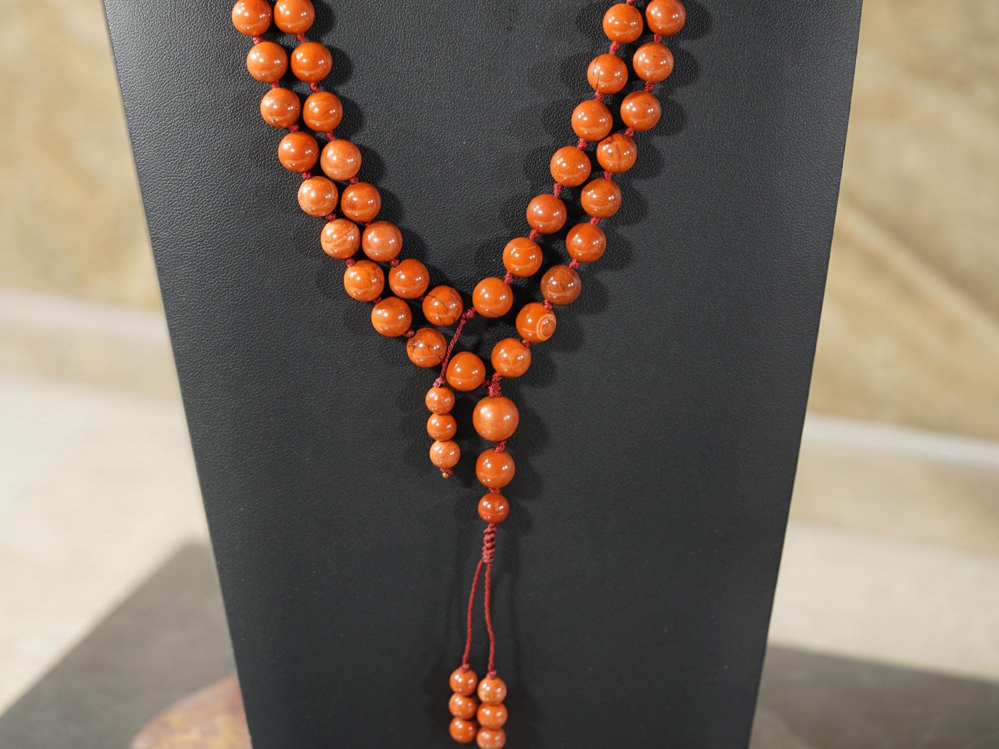 Red Jasper Mala • Knotted Mala • Red Jasper Necklace • Red Jasper Prayer Beads • Red Jasper Beaded Necklace • 4904