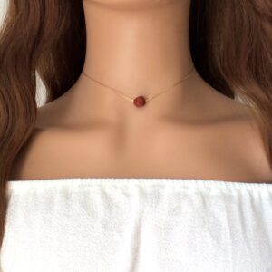 Minimalist Red Jasper Crystal Necklace - Dainty Jewelry Gift Idea For Her