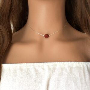 Minimalist Red Jasper Crystal Necklace - Ideal Gift For Her