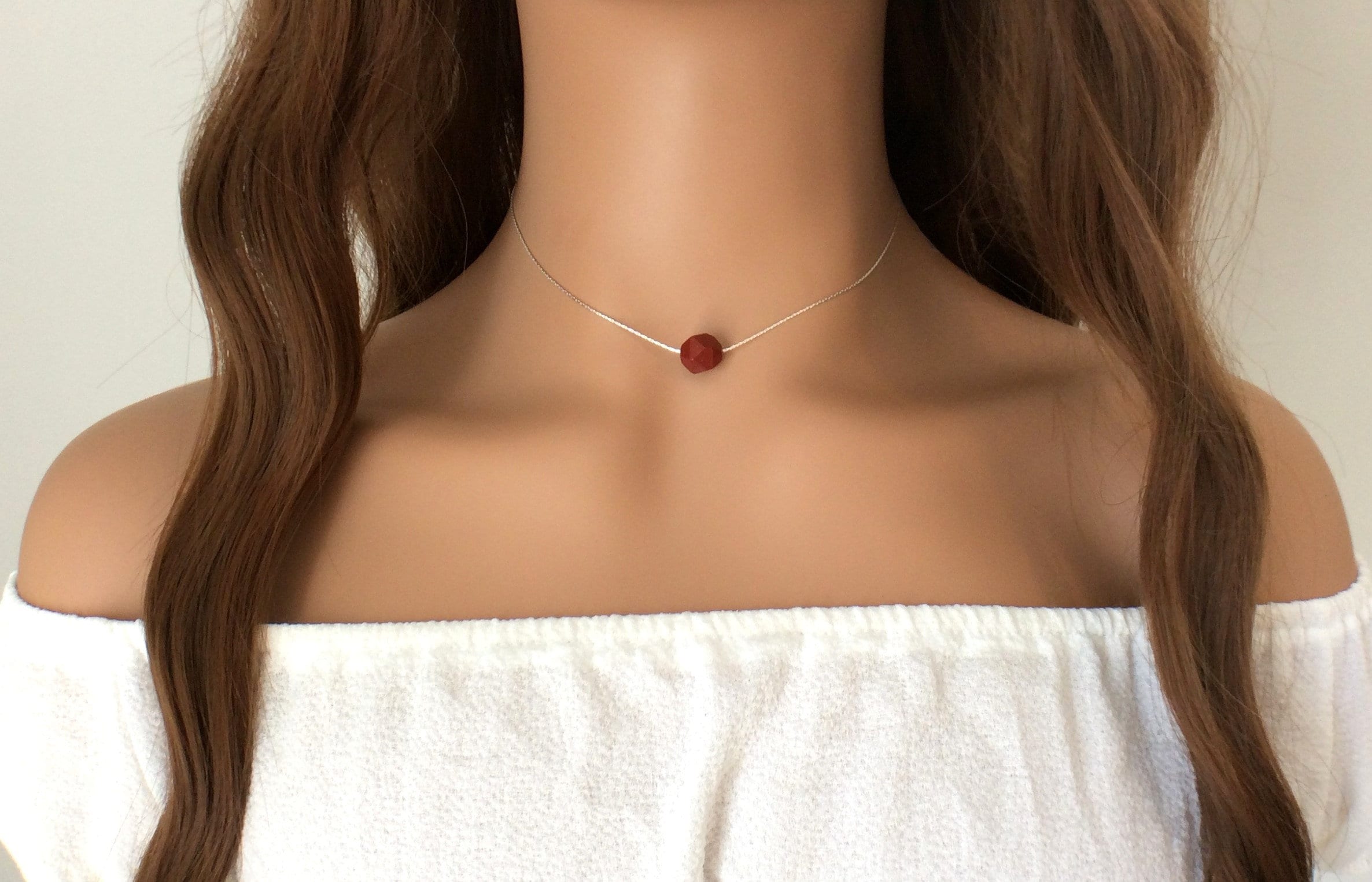 Minimalist Red Jasper Crystal Necklace - Ideal Gift For Her