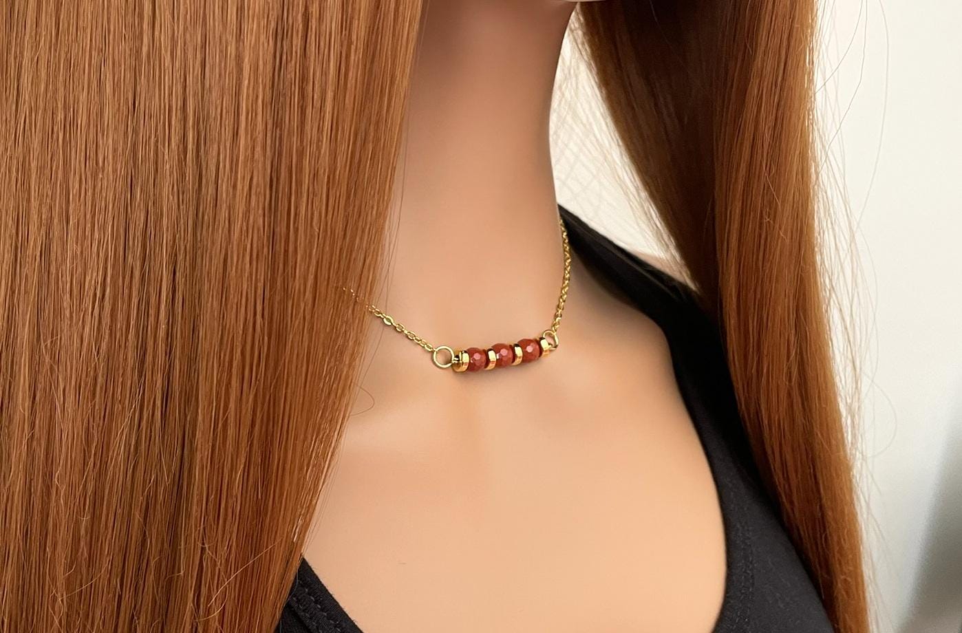 Minimalist Red Jasper Gemstone Necklace - Ideal Gift For Her