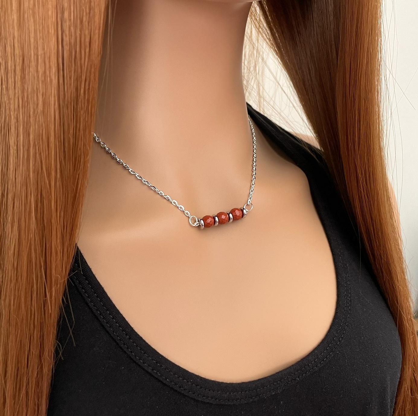Minimalist Red Jasper Gemstone Necklace - Perfect Gift For Her