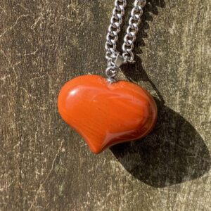 Red Jasper Puffy Heart Healing Stone Necklace With Positive Healing Energy! Red Jasper Puffy Heart Healing Stone Necklace With Positive Healing Energy!