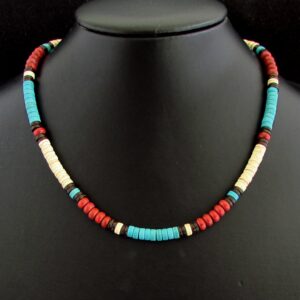 Red Jasper Turquoise and Howlite Handmade Necklace, Natural Gemstone Necklace for Men or Women, Mens Choker, Mens Beaded Necklace, Gift Him