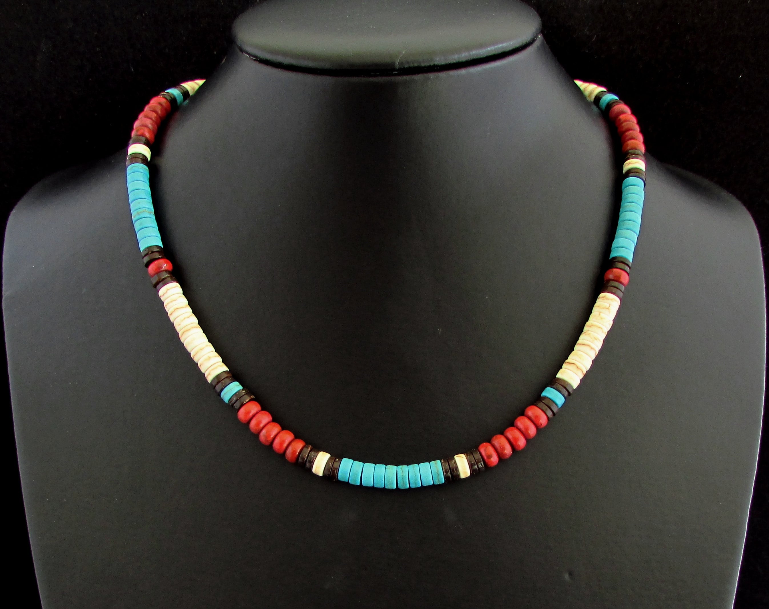 Red Jasper Turquoise And Howlite Handmade Necklace, Natural Gemstone Necklace For Men Or Women, Mens Choker, Mens Beaded Necklace, Gift Him Red Jasper Turquoise And Howlite Handmade Necklace, Natural Gemstone Necklace For Men Or Women, Mens Choker, Mens Beaded Necklace, Gift Him