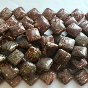 Red jasper 18x8mm flat square gemstone beads --15.5  inch strand