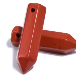 2 Pcs 30x8MM Red Jasper Beads Healing Hexagonal Pointed Grade AAA Genuine Natural Loose Beads BULK LOT 2,4,6,12 and 50 (103272-720)