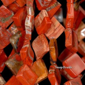 21mm Brick Red Jasper Gemstone Brow (Diagonal) Diamond Square Loose Beads 7.5 inch Half Strand (90144762-237)