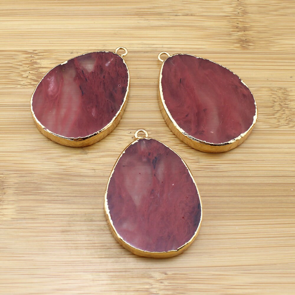 35x45mm Red Jasper Pendant, Natural Gemstone Jasper Charms, Slice Beads With Gold Plated Edge Charms, Necklace Charm, Charms Supply---tr169 35x45mm Red Jasper Pendant, Natural Gemstone Jasper Charms, Slice Beads With Gold Plated Edge Charms, Necklace Charm, Charms Supply---tr169