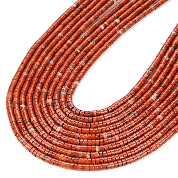 4x2mm Red Jasper Gemstone Heishi Discs Beads Loose Beads Bulk Lot 1,2,6,12 And 50 (p17)