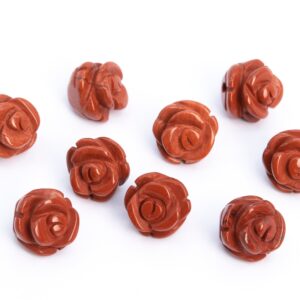5 Beads Red Jasper Handcrafted Beads Rose Carved Genuine Natural Flower Gemstone 8mm 10mm 12mm Bulk Lot Options