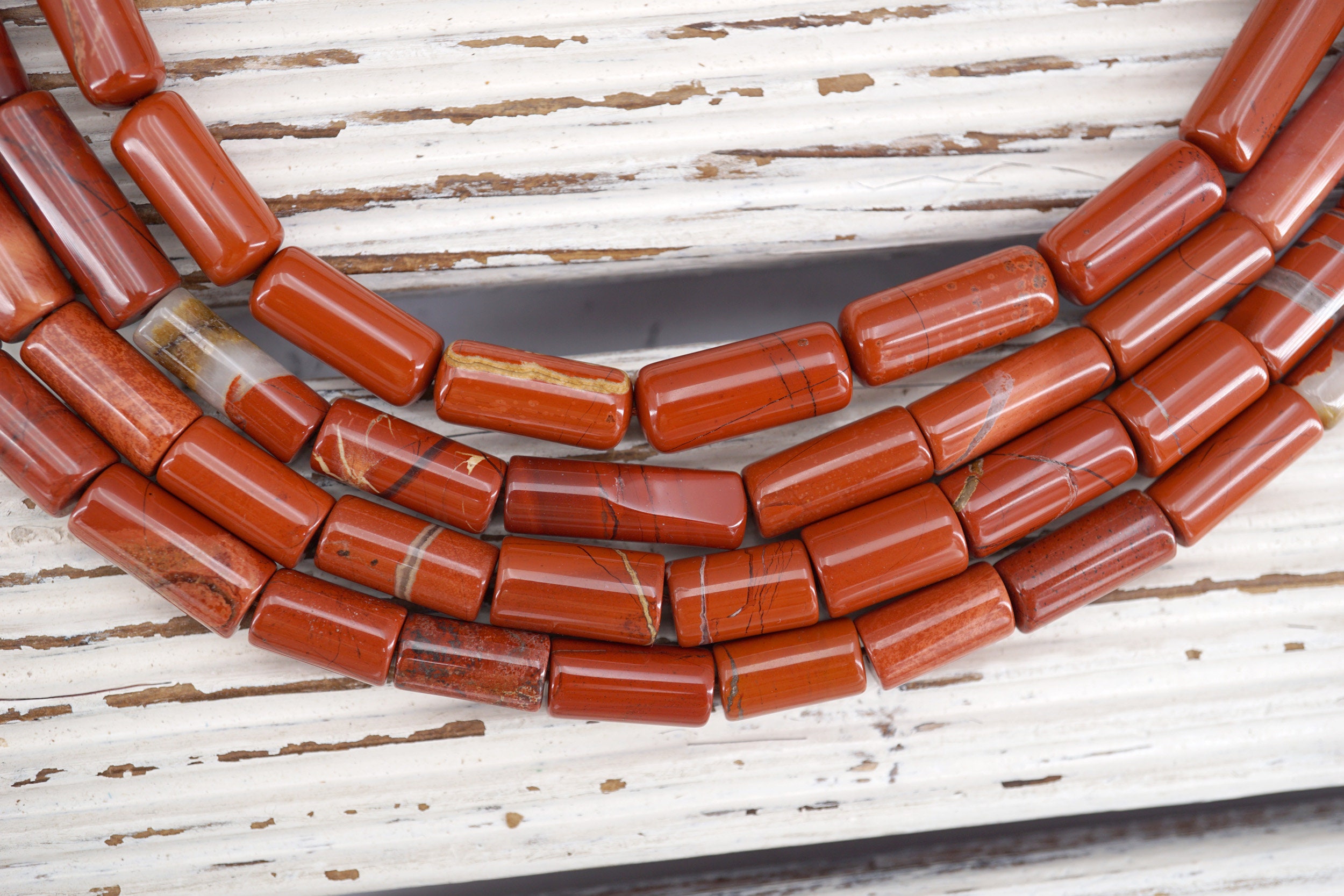 Red Jasper Cylinder Beads 7-8mm (etb01750)