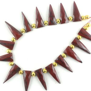 Faceted Red Jasper Triangle Beads: Natural Gemstone Strand