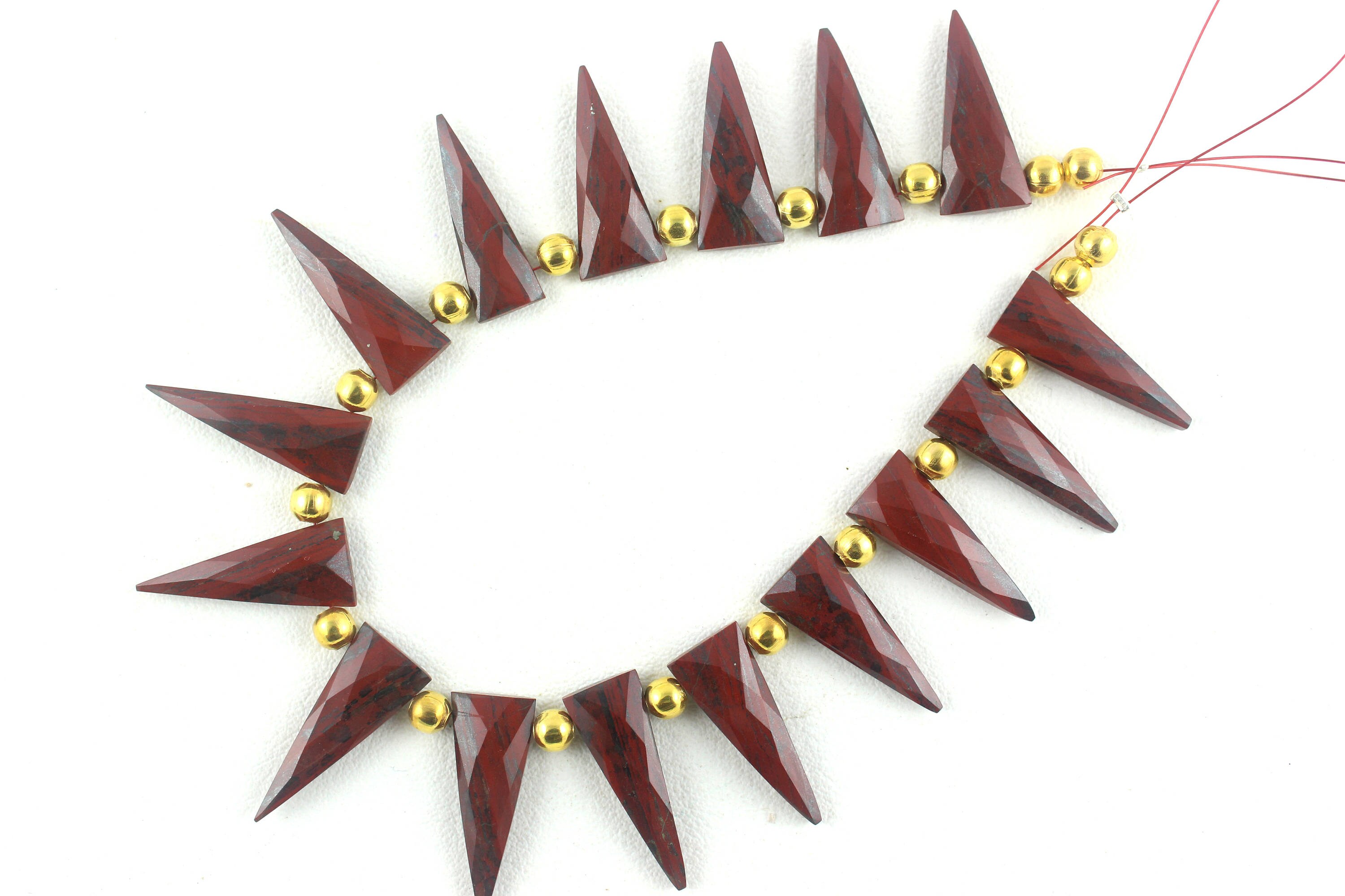 Faceted Red Jasper Triangle Beads: Natural Gemstone Strand Faceted Red Jasper Triangle Beads: Natural Gemstone Strand