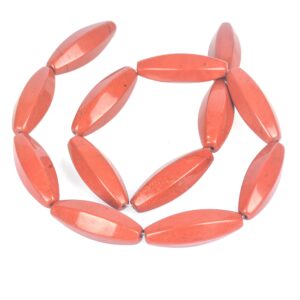 red jasper faceted hexagon bicone beads, red pointed gemstone beads, rice beads, bracelet necklace making beads, brick-red jasper stone