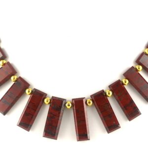 Faceted Red Jasper Rectangle Beads: Natural Gemstone Strand