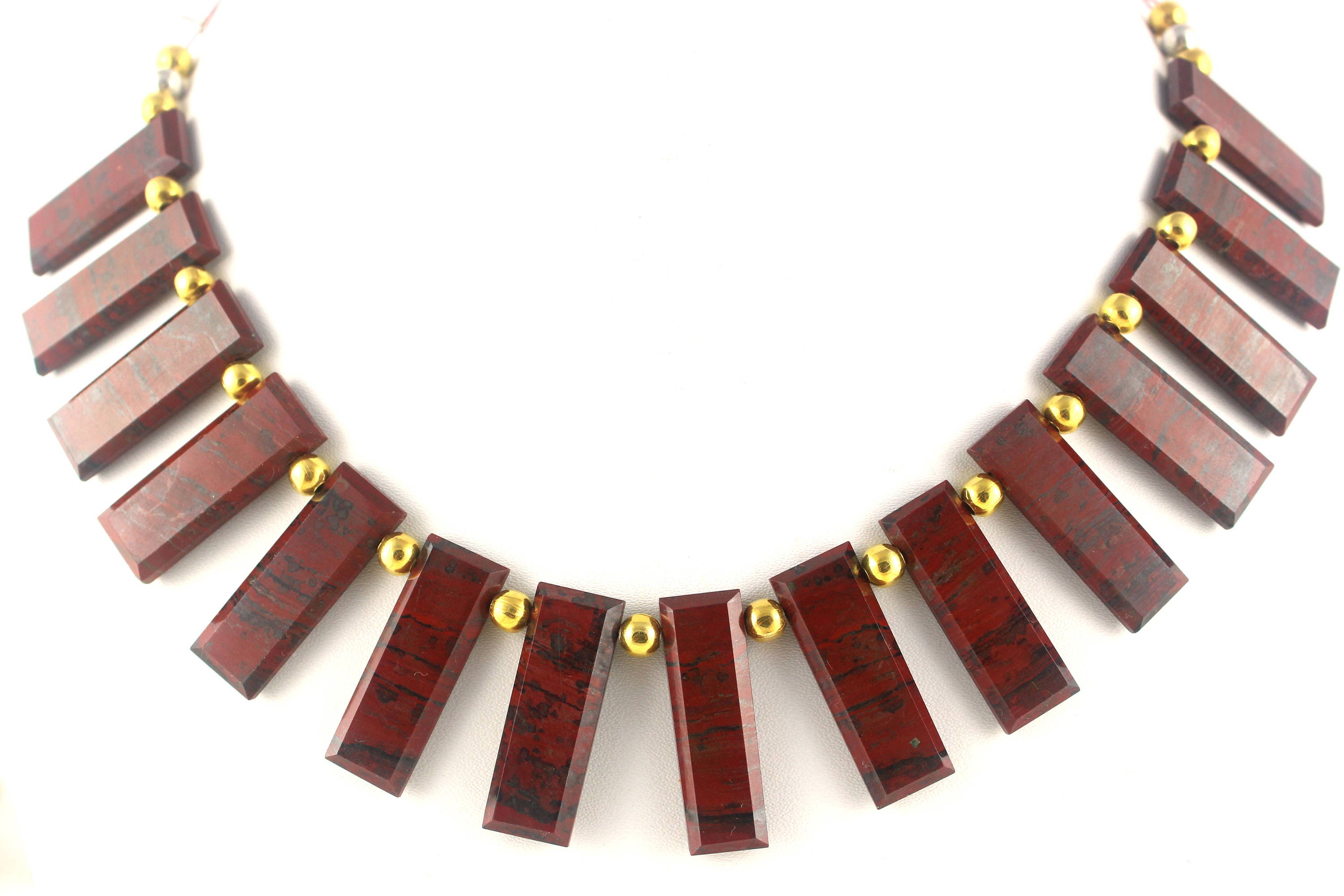 Faceted Red Jasper Rectangle Beads: Natural Gemstone Strand