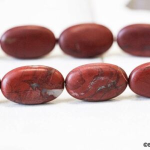 Red Jasper 16x25mm Flat Oval Beads 15.5" Strand Matte Finished