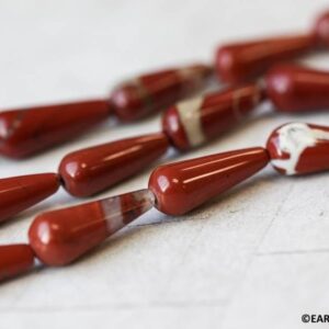 M/ Red Jasper 9x22mm Teardrop Beads 16" Strand Size Varies Natural Gemstone For Jewelry Making M/ Red Jasper 9x22mm Teardrop Beads 16" Strand Size Varies Natural Gemstone For Jewelry Making
