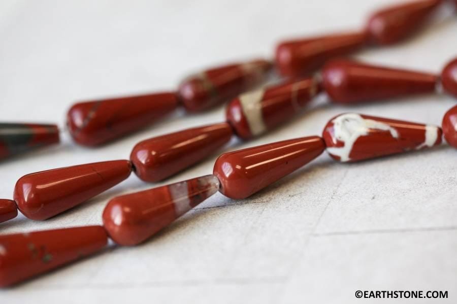 M/ Red Jasper 9x22mm Teardrop Beads 16" Strand Size Varies Natural Gemstone For Jewelry Making