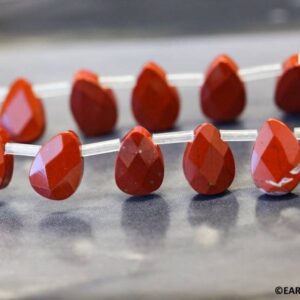 M/ Red Jasper 10x7mm/ 12x8mm Flat Pear Briolette Beads 16" Strand Natural Gemstone For Jewelry Making
