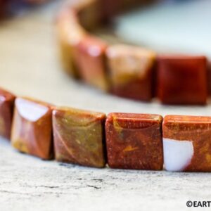 Red Jasper 12x12mm Flat Square Beads 16" Strand