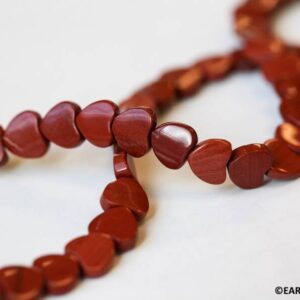 Red Jasper 8mm Flat Heart Beads 15.5" Strand