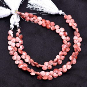 Natural Red Jasper Gemstone 6mm-7mm Faceted Heart Briolette Beads | Sumatra Jasper Semi Precious Gemstone Beads For Jewelry | 8inch Strand