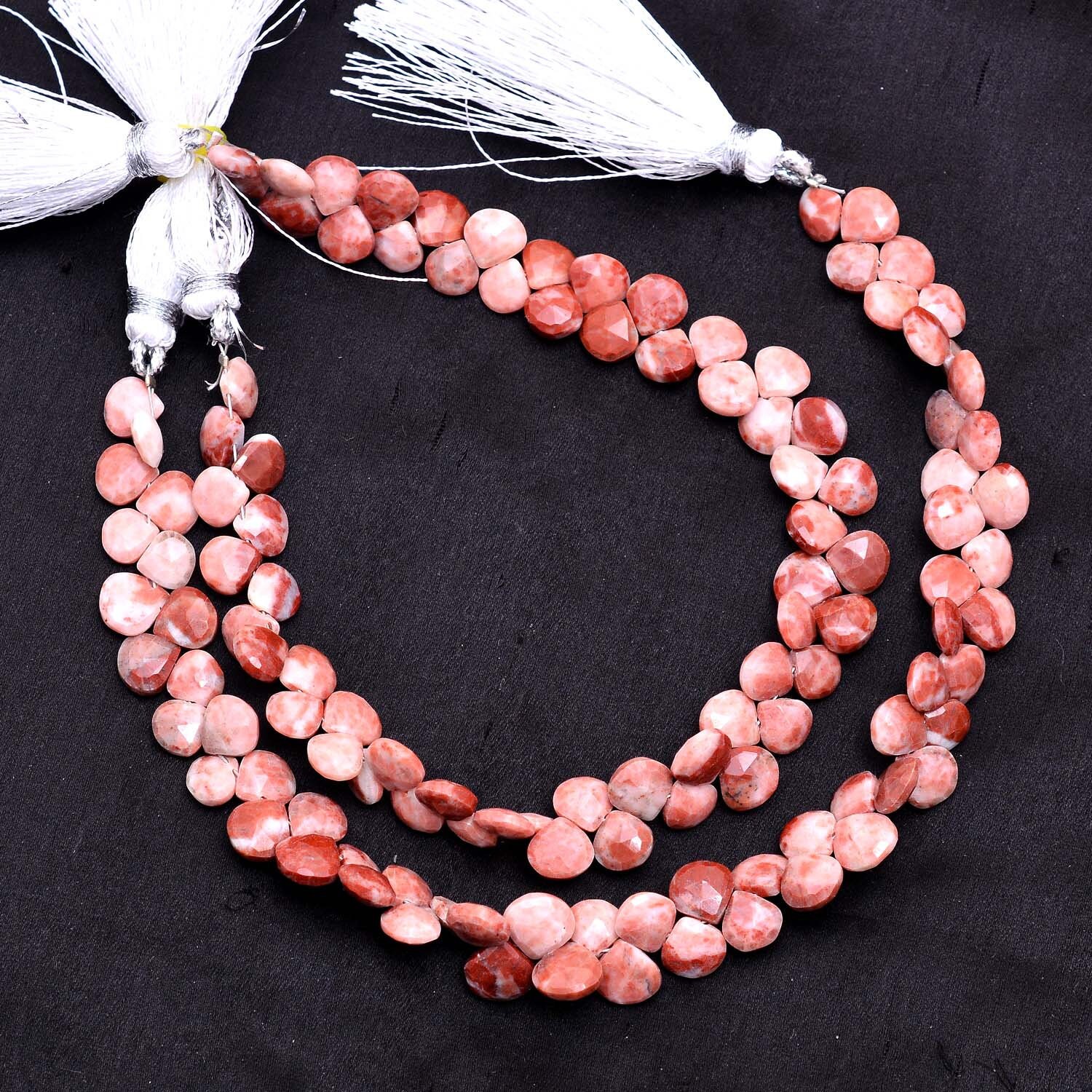 Natural Red Jasper Gemstone 6mm-7mm Faceted Heart Briolette Beads | Sumatra Jasper Semi Precious Gemstone Beads For Jewelry | 8inch Strand