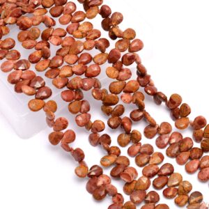 Natural Aaa+ Red Flame Jasper Gemstone 6x9mm Faceted Pear Briolettes | Sumatra Red Jasper Semi Precious Gemstone Beads | 8inch Strand