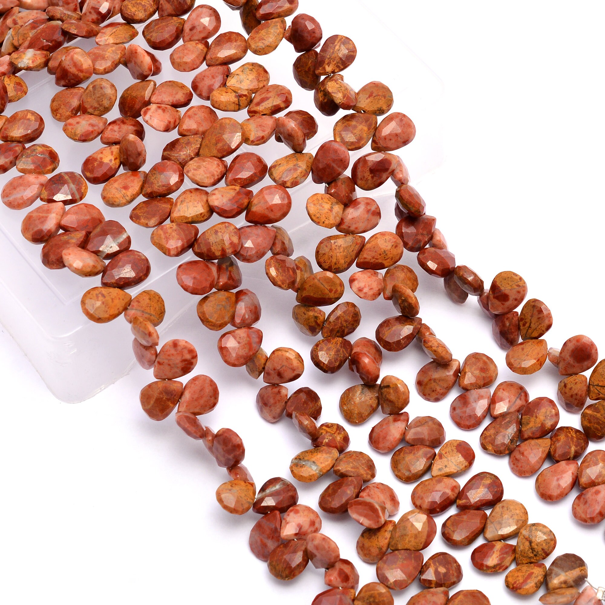 Natural Aaa+ Red Flame Jasper Gemstone 6x9mm Faceted Pear Briolettes | Sumatra Red Jasper Semi Precious Gemstone Beads | 8inch Strand Natural Aaa+ Red Flame Jasper Gemstone 6x9mm Faceted Pear Briolettes | Sumatra Red Jasper Semi Precious Gemstone Beads | 8inch Strand