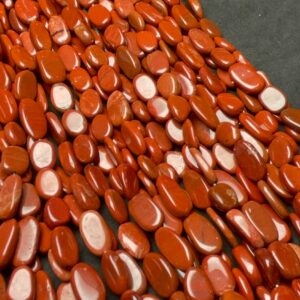 Natural Red Jasper Smooth Oval Shaped Gemstone Beads, Size- 7/12 mm Red Jasper Jewelry, 14.5 Inches Strand High Quality Beads