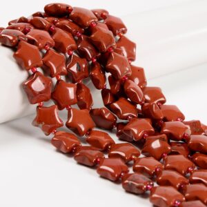 Natural Red Jasper Five-pointed Star Shape Beads Size 15mm 15.5'' Strand
