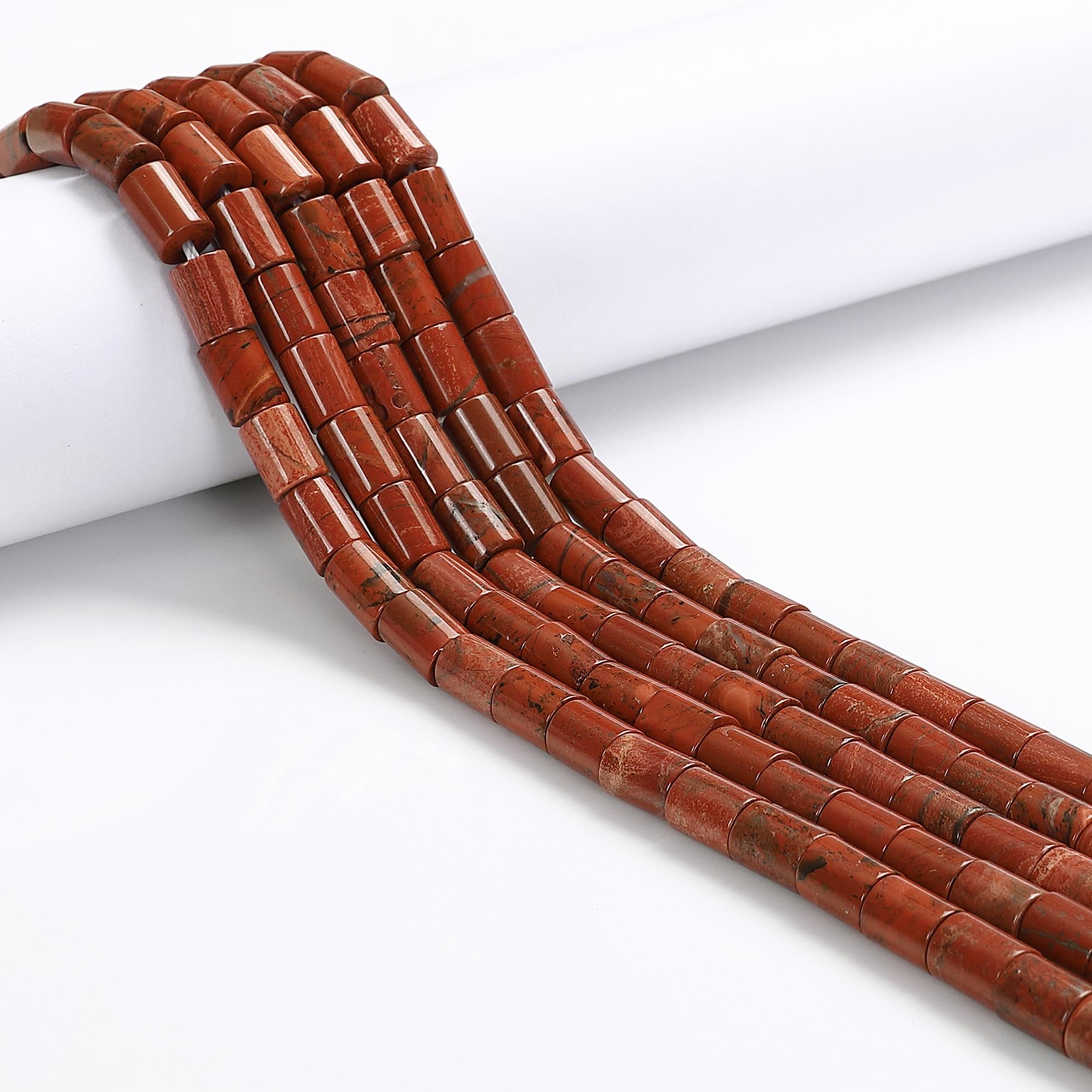 Natural Red Jasper Smooth Cylinder Tube Beads Size 6x8mm 15.5'' Strand Natural Red Jasper Smooth Cylinder Tube Beads Size 6x8mm 15.5'' Strand
