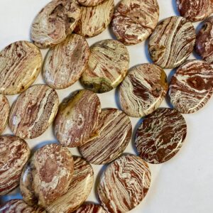 natural red jasper 40x30x6mm flat oval Gemstone Bead--5 beads