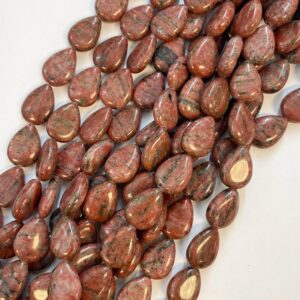 Natural Red Jasper 18x13x6mm Teardrop Gemstone Beads -15.5 inch strand
