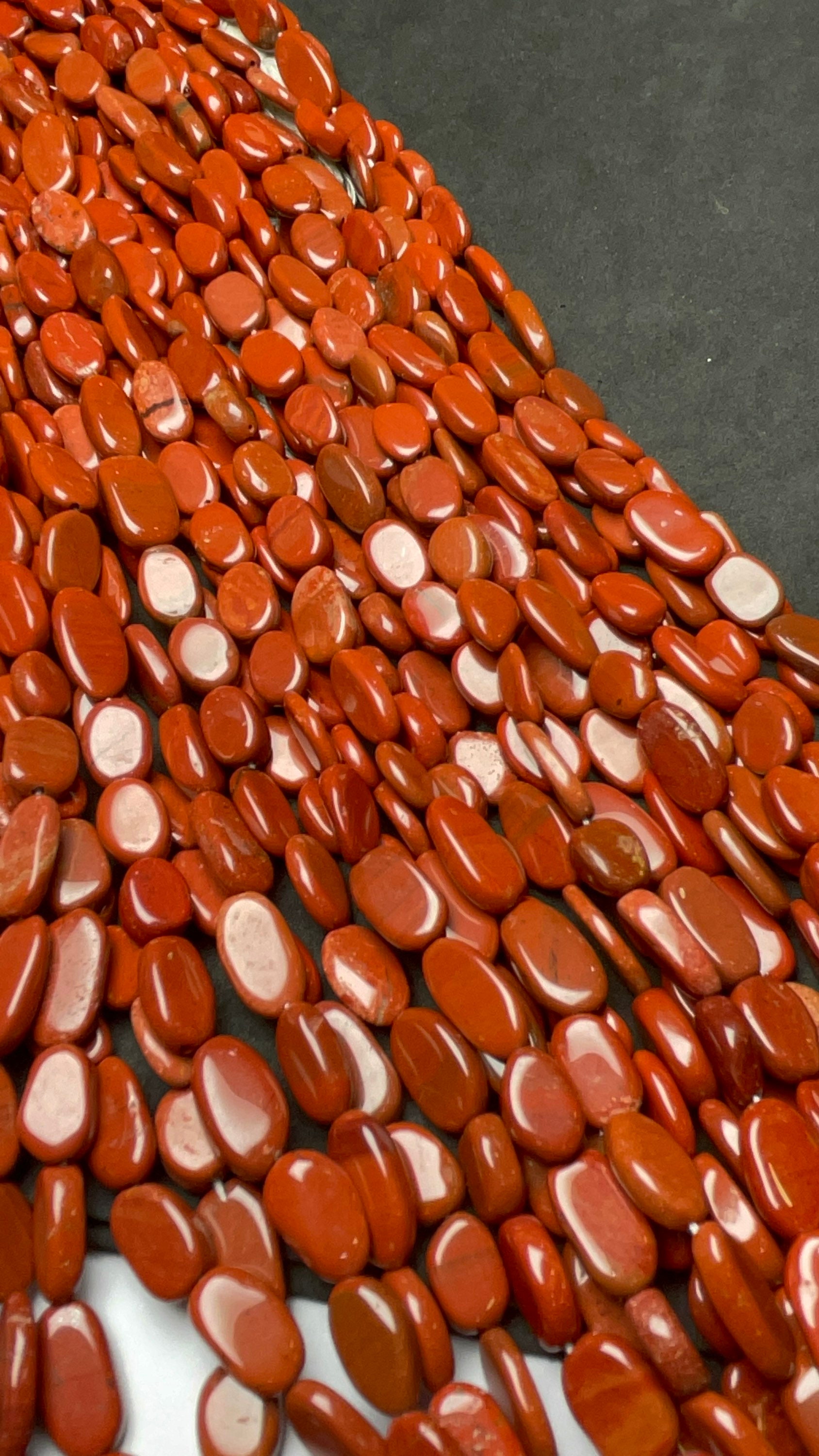 Natural Red Jasper Smooth Oval Shaped Gemstone Beads, Size- 7/12 Mm Red Jasper Jewelry, 14.5 Inches Strand High Quality Beads