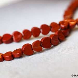 S/ Red Jasper 6-7mm Flat Heart beads 15.5" strand Natural jasper gemstone beads Size varies For jewelry making S/ Red Jasper 6-7mm Flat Heart beads 15.5" strand Natural jasper gemstone beads Size varies For jewelry making