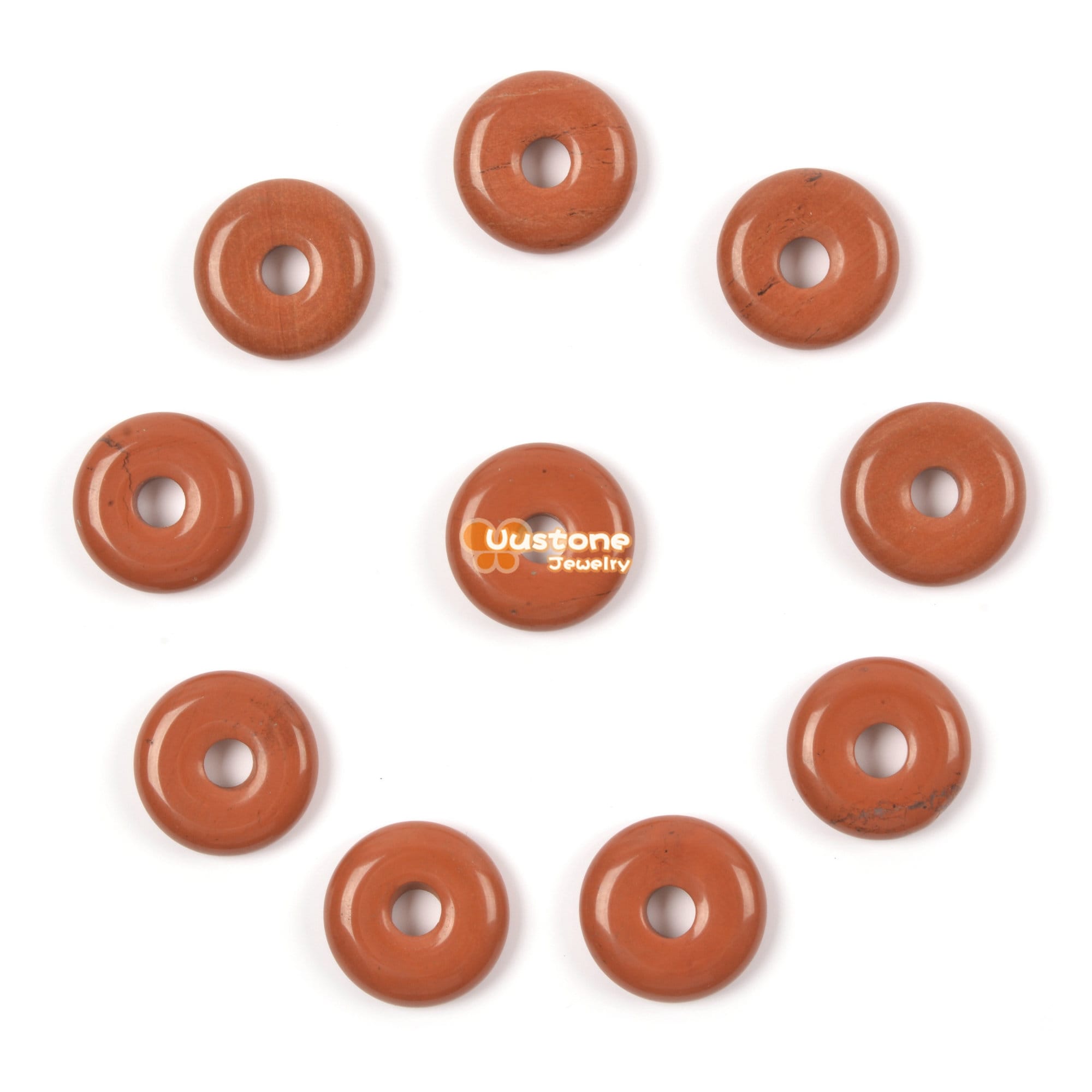 15mm Red Jasper Donut Focal Pendant Bead Jewelry Making Diy