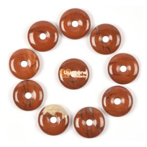 20mm Natural Red Jasper donut focal pendant bead jewelry making