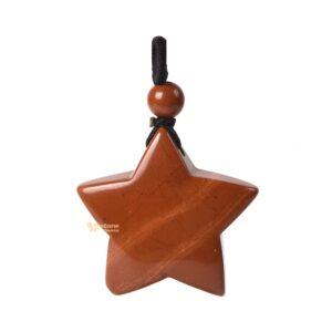 30mm Carved Red Jasper Gemstone Crystal Healing Star Stone Pendant