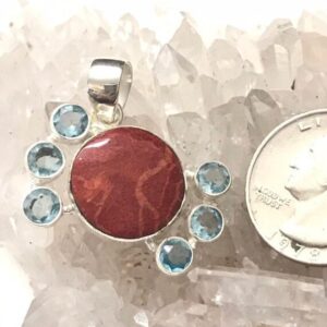 Red Jasper And Blue Crystal Pendant