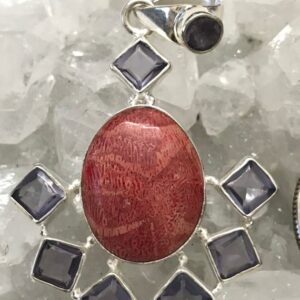 Red Jasper And Crystal Pendant