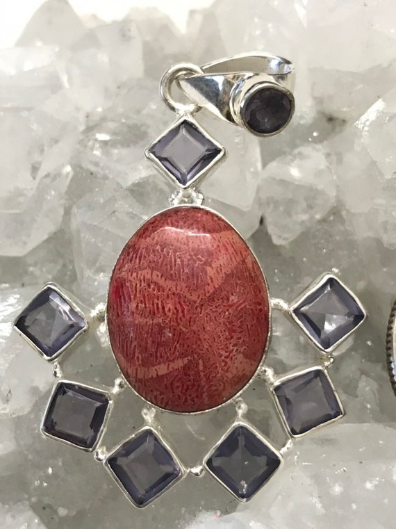 Red Jasper And Crystal Pendant