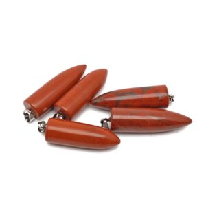Red Jasper Bullet Gemstone Pendant - Crystal Point Bullet Necklace - Polished Bullet Carved - Crystal Healing - Mineral Gemstone - NC1452