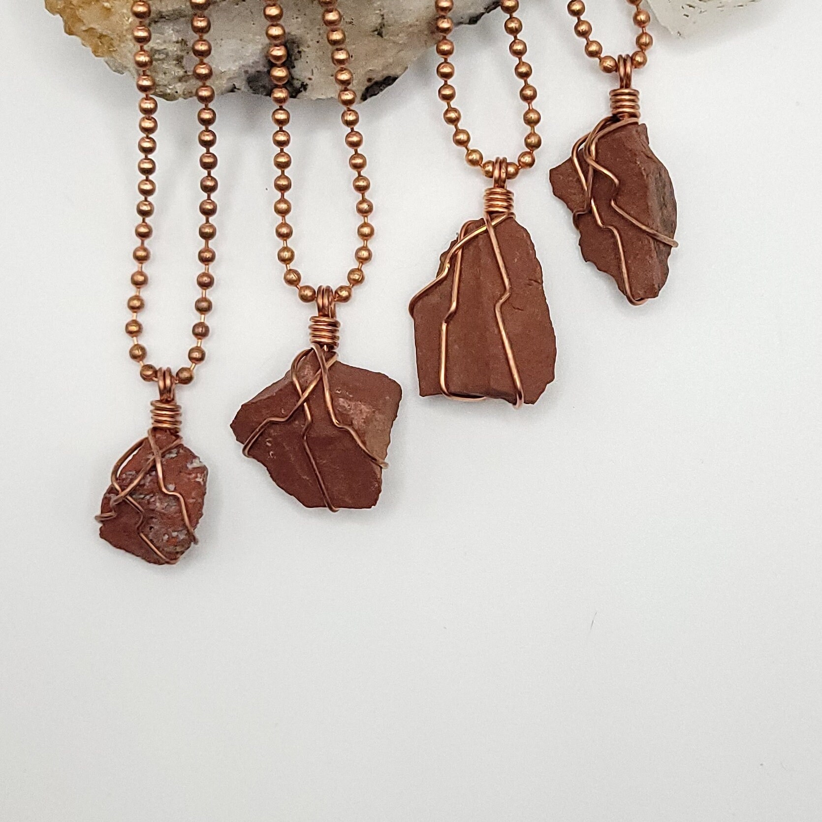 Red Jasper Copper Wrapped Pendant Necklace: Grounding Crystal Jewelry