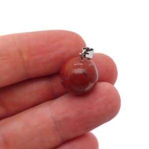 Red Jasper Crystal Ball Pendant - Ball Charm Whith Brass - Crystal Round Ball Pendant - Jewelry Making - Healing Crystal - NC1284