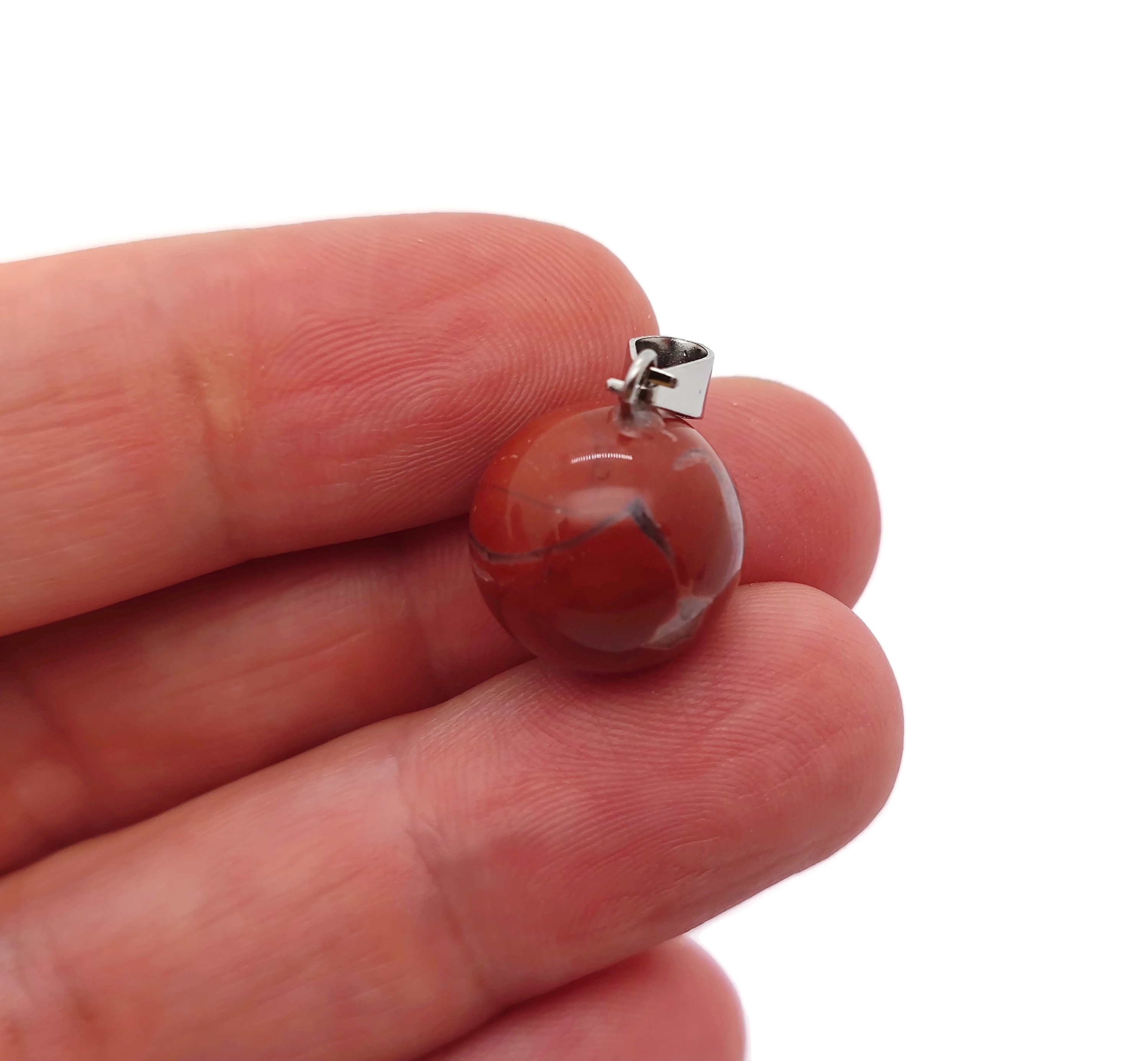Red Jasper Crystal Ball Pendant - Ball Charm Whith Brass - Crystal Round Ball Pendant - Jewelry Making - Healing Crystal - Nc1284