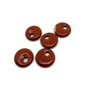 Red Jasper Crystal Donut Pendant - Pi Stone Necklace Charm - 20mm - Do1081